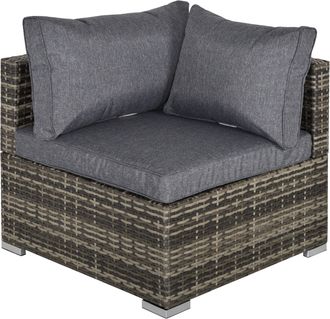 OUTSUNNY Rattan Corner Sofa Garden Rattan Furniture Single Sofa Chair Dark Grey | TJ Hughes