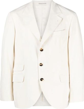 Brunello Cucinelli MenS Off White Cotton Wool Blend Blazer, Size 40