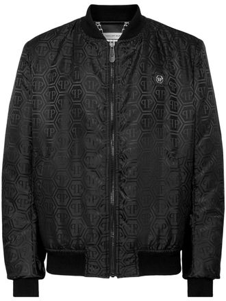 Philipp Plein Bomberjack met monogram - Zwart