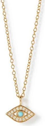 Astley Clarke Gold Biography Mini Evil Eye Pendant Necklace at Nordstrom, Size 18