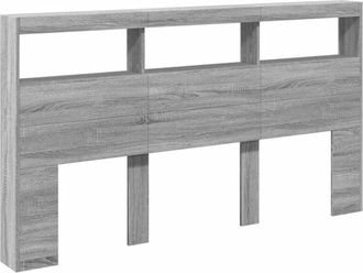 vidaXL Headboard Cabinet with led Grey Sonoma 180x17x102 cm Vidaxl