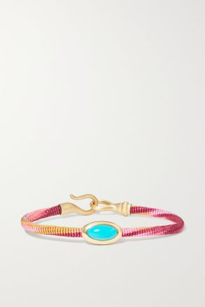 Ole Lynggaard Copenhagen Bracciale In Oro 18 Carati Con Turchese E Cordino Life - Blu