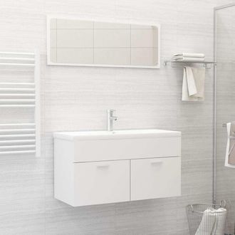 vidaXL Conjunto De Muebles De Ba&ntilde;o 2 Piezas Contrachapada Blanco Vidaxl