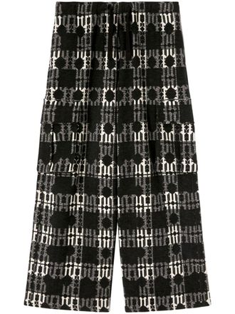 Palm Angels monogram-jacquard wide-leg trousers - Black