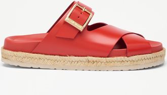 Russell & Bromley DOCKER Womens Red Leather Weave Cross Strap Espadrille Sandal