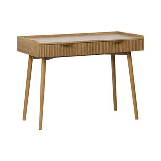Sweeek Escritorio con efecto madera de mango ranurado con 2 cajones, efecto
