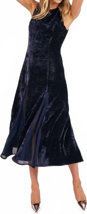 Sadie & Sage Velvet Avenue Chiffon Midi Dress In Midnight Blue