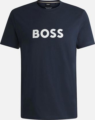 HUGO BOSS Mens BOSS Contrast Logo RN T-Shirt Navy - Black - Size: 36