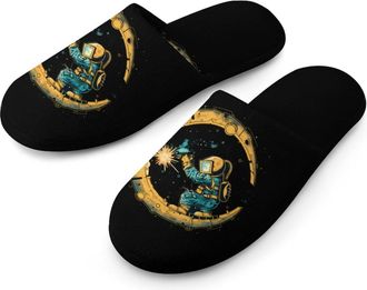 Generic Astronauts Welder Warm Mens Slippers Slip On Soft Fleece House Shoes Winter Indoor Outdoor
