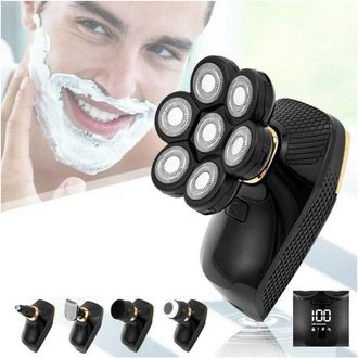 Trade Shop Afeitadora El&eacute;ctrica Recargable 5 En 1 7 Cabezales Cabezal Giratorio Para Barba Nariz Tx-8267