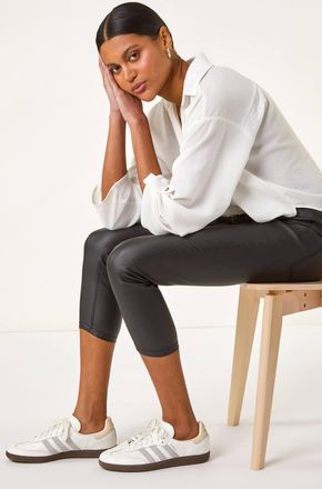 Roman Metallic Coated Crop Jeggings