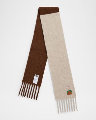 Loewe Embroidered Two-Tone Alpaca-Blend Scarf