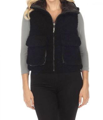 Belle Fare Lodi Faux Shearling Reversible Vest In Black