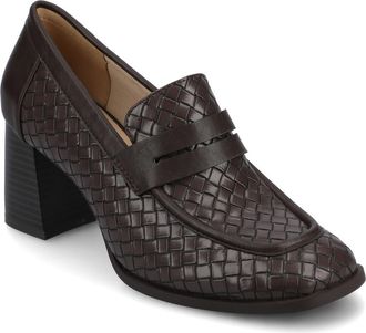 Journee Collection Malleah Loafer Pump in Chocolate Woven at Nordstrom Rack, Size 7.5