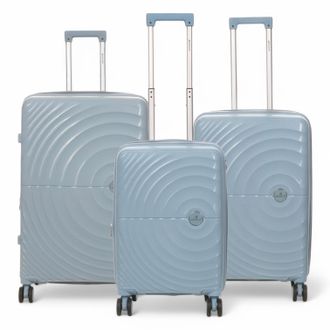 Infinity Leather Unisex Expandable Sky Blue Hard Shell 8 Wheels Luggage Cabin Suitcase - Size Medium