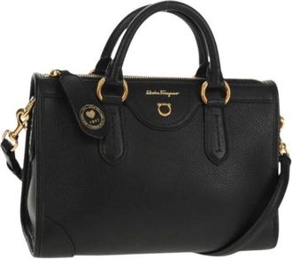 Ferragamo Pre-owned Handbags, female, Black, Size: ONE SIZE Pre-owned Leather Handbag