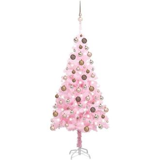 vidaXL &Aacute;rbol De Navidad Preiluminado Con Luces Y Bolas Rosa 120 Cm Vidaxl