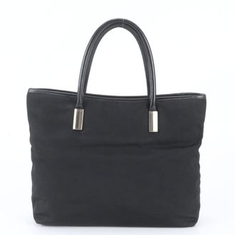 Gucci Black Leather Nylon Handbag Shoulder Bag Tote Bag (Pre-Owned)
