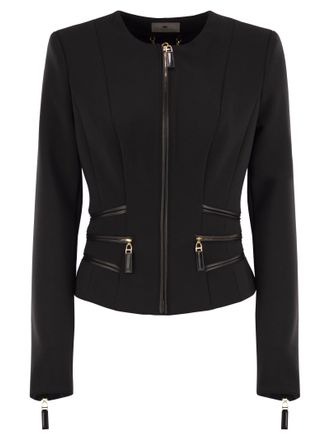 Elisabetta Franchi Double Crepe Jacket With Zip Details