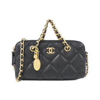 Chanel Black Grained Calfskin Phone Wallet (Pre-Owned)