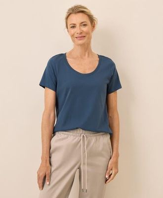 Pact Organic Cotton Softspun Scoop Neck Tee in French Navy at Nordstrom, Size X-Small