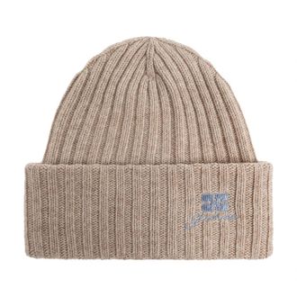 Ganni Wool Knit Beanie - Dames - Hoeden - Beige - ONE Size - Wol - Accessoires
