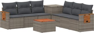 vidaXL Juego De Sof&aacute; 8 Uds. Gris Y Gris Oscuro Rat&aacute;n Sint&eacute;tico Y Acero Vidaxl