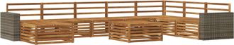 vidaXL Conjunto De Sof&aacute;s De Exterior 9 Uds. Natural Vidaxl