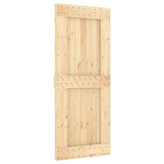 Berkfield Home Sliding Door with Hardware Set 85x210 cm Solid Wood Pine in Natural