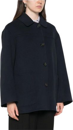 Max Mara Jassen, Dames, Blauw, S, Wol, Giaccone in lana vergine