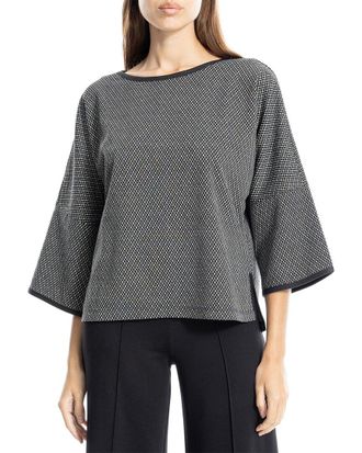 Max Studio Women's Geometric 2024 Tie Top Blouse Black White Size Large NWT MSRP $88