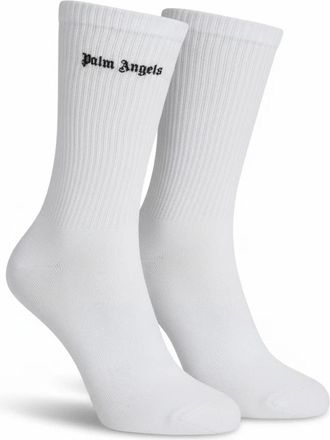 Palm Angels Geribbelde sokken met logo - Heren - Sokken - Wit - M - Katoen - Ondergoed