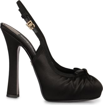 Dolce & Gabbana Vally Satin Slingback Pump - Dames - Pumps - Zwart - 39 EU - Katoen - Schoenen