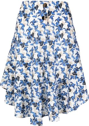 Bambah asymmetric floral-print skirt - women - Polyester - 14 - Blue