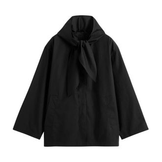 Toteme Jassen, Dames, Zwart, M, Katoen, Technical Scarf Jacket