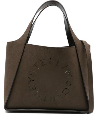 Stella McCartney logo perforated tote bag - Brown