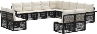 vidaXL Conjunto De Sof&aacute;s De Jard&iacute;n 13 Uds. Negro Rat&aacute;n Sint&eacute;tico Vidaxl