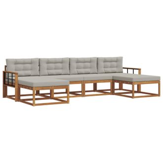 vidaXL Conjunto De Sof&aacute;s De Exterior 6 Pcs Gris Natural Y Claro Vidaxl