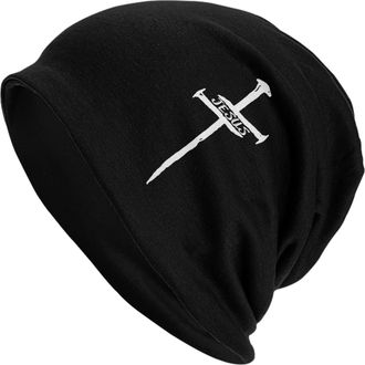 Generic Knit Beanie Christian Jesus Cross Black Lightweight Skull Cap Soft Knitted Skull Cap for Sports Outdoor Cycling