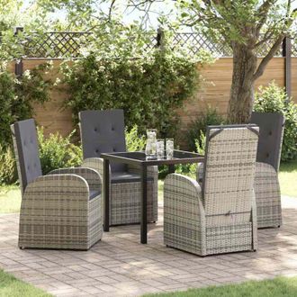 vidaXL Conjunto De Comedor De Jard&iacute;n 5 Pcs Gris Rat&aacute;n Sint&eacute;tico Vidaxl