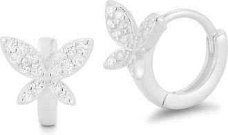 Glaze Jewelry Silver Cz Butterfly Huggie Earrings
