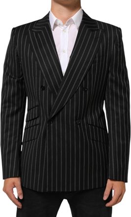 Dolce & Gabbana Mens Black Stripes Sicilia 1 Button Suit Blazer Co+wo