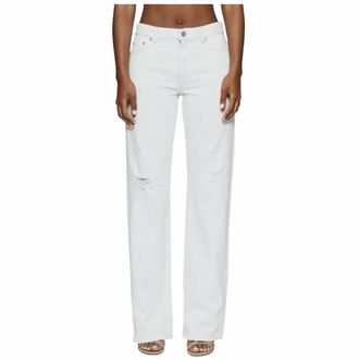 Purple Ripped Straight Leg Jeans In White