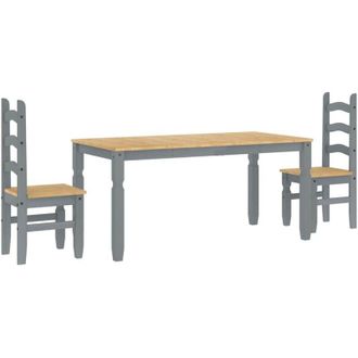 vidaXL Vidaxl - Juego De Comedor Panama 3 Pzas Madera Maciza De Pino Gris