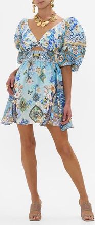 Camilla PUFF SLEEVE MINI DRESS AL MANIAL PALACE MEMOIRS at Nordstrom, Size X-Large Au