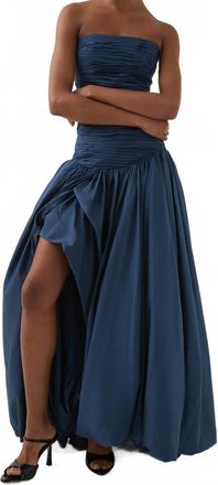 Aje Bubble High Slit Ruched Skirt In Slate