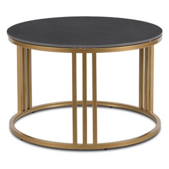 OEM Tavolino Korin 70 Cm Marmo Nero/glamour Dorato Moderno