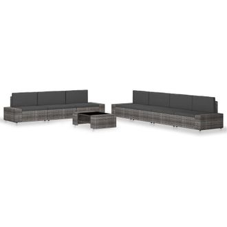 vidaXL Juego De Muebles De Jard&iacute;n 8 Piezas Rat&aacute;n Sint&eacute;tico Gris Vidaxl