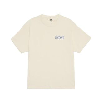 Obey T-Shirts, male, Beige, Size: S Abstract Things Tee Cream Cotton Shirt