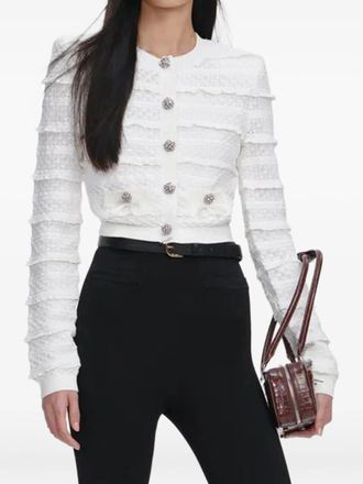 Self Portrait Zelfportret wit pointelle diamante vest